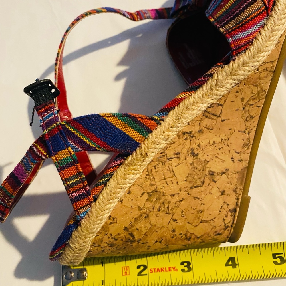 Rialto Multicolor Striped Espadrille Wedge Sandals - Picture 7 of 8